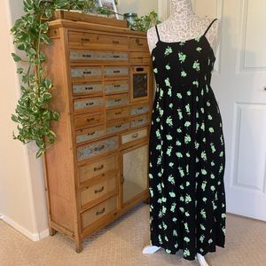 Maxi Sun Dress Black Floral Size S - NWT